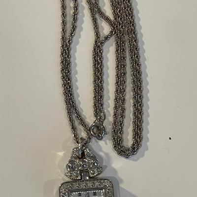 Stainless steel back Japan movement necklace watch