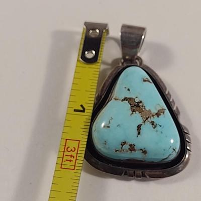Collection of Sterling Silver and Turquoise Jewelry- Bracelet, Pendant, and Ring (#3)