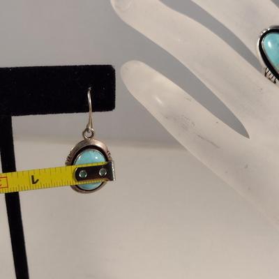 Collection of Sterling Silver and Turquoise Jewelry- Earrings and Ring (#4)