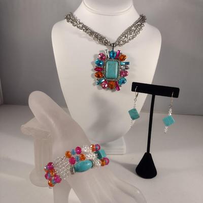 Collection of Chunky Jewelry with Turquoise Accents (#7)