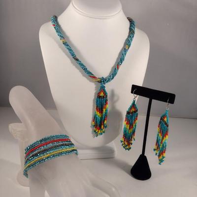 Collection of Hand Crafted Multi-Color Seed Bead Jewelry (#8)