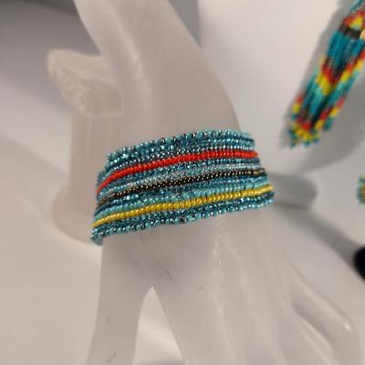Collection of Hand Crafted Multi-Color Seed Bead Jewelry (#8)