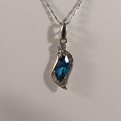 Fashion Jewelry Set with Striking Blue Settings- Necklace, Bracelet, Earrings (#9)