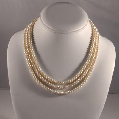 Three Strand Pearl Necklace and Bracelet (#11)