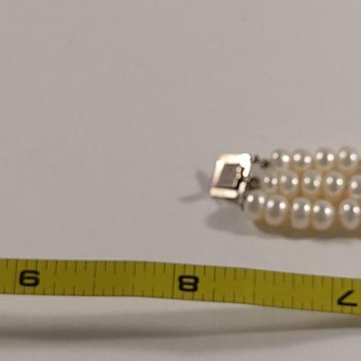 Three Strand Pearl Necklace and Bracelet (#11)