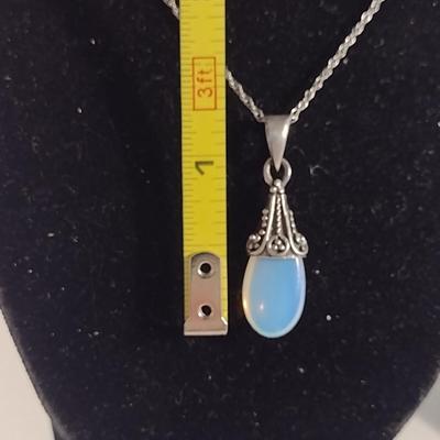 Sterling Silver Moonstone Jewelry Set- Necklace and Earrings (#12)