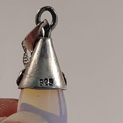 Sterling Silver Moonstone Jewelry Set- Necklace and Earrings (#12)