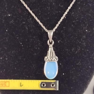 Sterling Silver Moonstone Jewelry Set- Necklace and Earrings (#12)