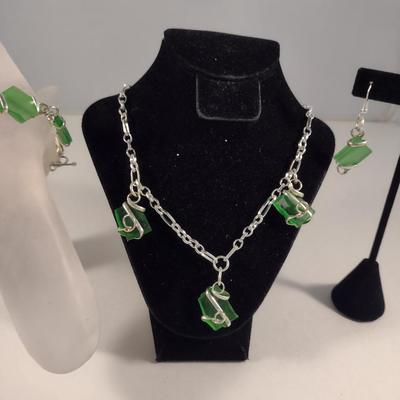 Collection of Artisan Made Green Sea Glass Jewelry (#13)