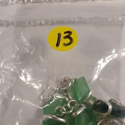 Collection of Artisan Made Green Sea Glass Jewelry (#13)