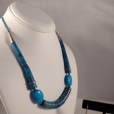 Turquoise Necklace and Earrings (#18)