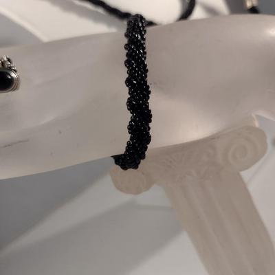 Hand Made Black Seed Bead Jewelry Set and Ring (#20)