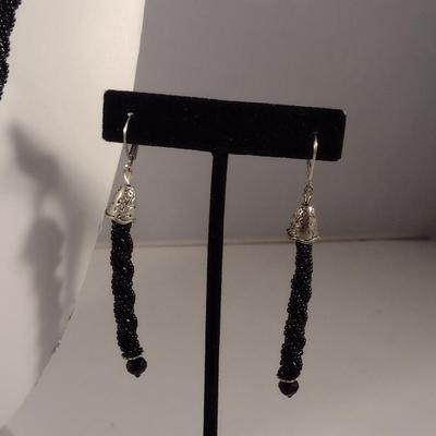 Hand Made Black Seed Bead Jewelry Set and Ring (#20)