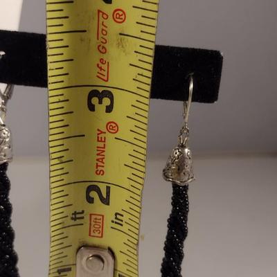 Hand Made Black Seed Bead Jewelry Set and Ring (#20)