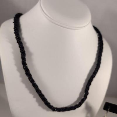 Hand Made Black Seed Bead Jewelry Set and Ring (#20)