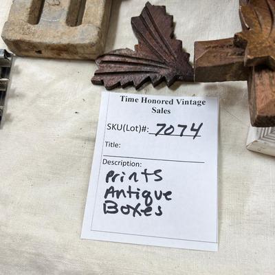 Antique boxes photographs and prints