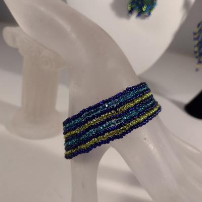 Sea Turtle Design Hand Made Seed Bead Jewelry Set (#21)