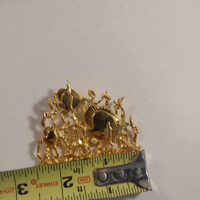 Vintage Jonette Jewelry Fish in the Sea Design Brooch (#22)