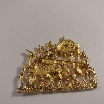 Vintage Jonette Jewelry Fish in the Sea Design Brooch (#22)