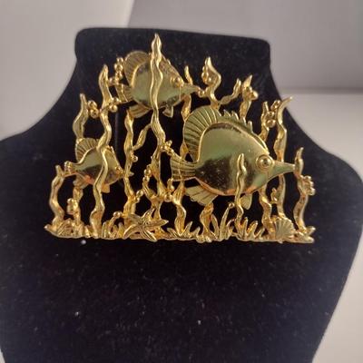 Vintage Jonette Jewelry Fish in the Sea Design Brooch (#22)