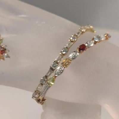 Multicolored Stone Jewelry- Gold Tone Marked 925 (#23)