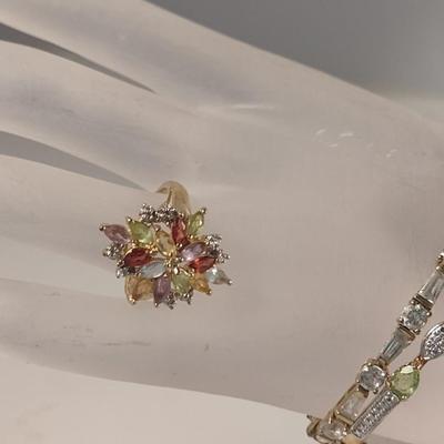 Multicolored Stone Jewelry- Gold Tone Marked 925 (#23)
