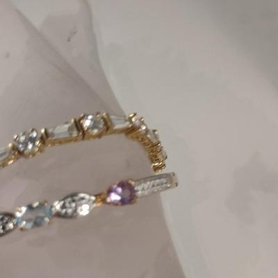 Multicolored Stone Jewelry- Gold Tone Marked 925 (#23)