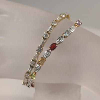 Multicolored Stone Jewelry- Gold Tone Marked 925 (#23)