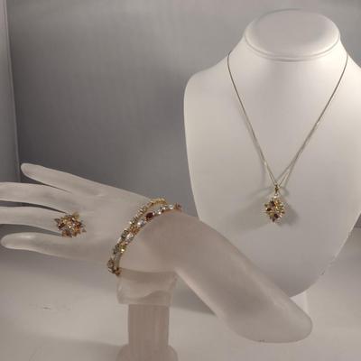 Multicolored Stone Jewelry- Gold Tone Marked 925 (#23)