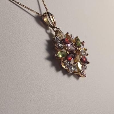 Multicolored Stone Jewelry- Gold Tone Marked 925 (#23)