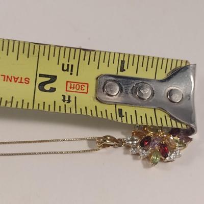 Multicolored Stone Jewelry- Gold Tone Marked 925 (#23)