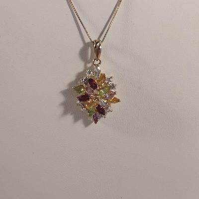 Multicolored Stone Jewelry- Gold Tone Marked 925 (#23)
