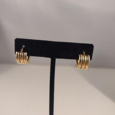 14 Karat Yellow Gold Earrings- 3 Pairs- Approx Total Weight 5.7 Grams (#25)