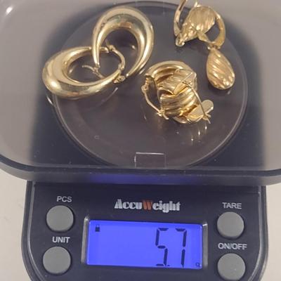 14 Karat Yellow Gold Earrings- 3 Pairs- Approx Total Weight 5.7 Grams (#25)