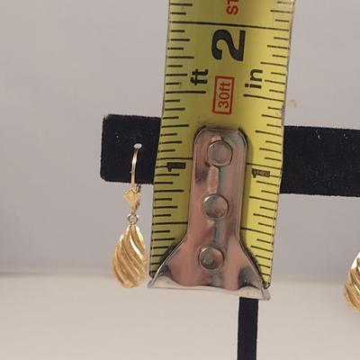 14 Karat Yellow Gold Earrings- 3 Pairs- Approx Total Weight 5.7 Grams (#25)