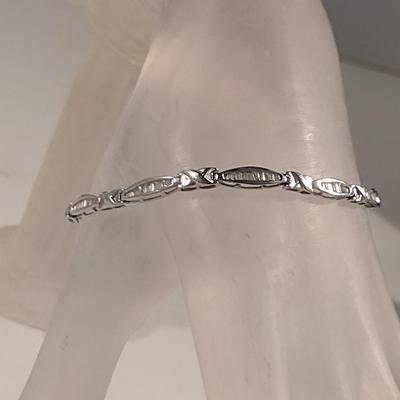 14 Karat White Gold and Stone Bracelet- Approx Total Weight 7.5 Grams (#30)