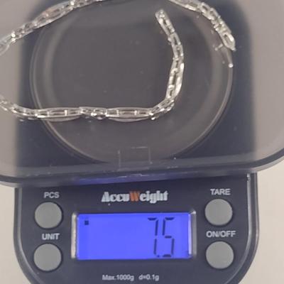 14 Karat White Gold and Stone Bracelet- Approx Total Weight 7.5 Grams (#30)