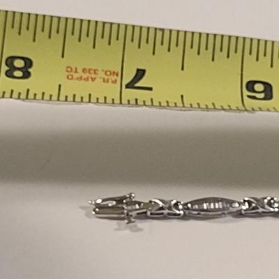 14 Karat White Gold and Stone Bracelet- Approx Total Weight 7.5 Grams (#30)