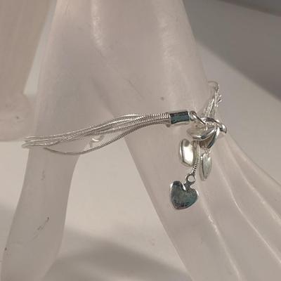 Sterling Silver Heart Design Bracelet- Approx 13.3 Grams (#32)