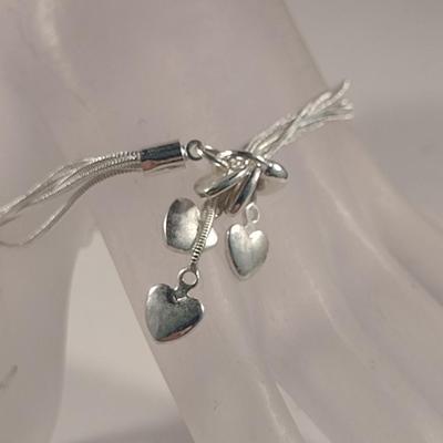 Sterling Silver Heart Design Bracelet- Approx 13.3 Grams (#32)