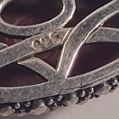 Sterling Silver and Red Stone Jewelry Set- Necklace, Ring, Earrings (#34)