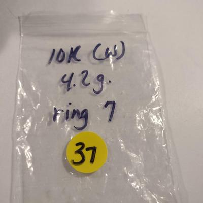 10 Karat White Gold with Peridot and Diamond Ring and Earrings- Approx Total Weight 4.2 Grams (#37)