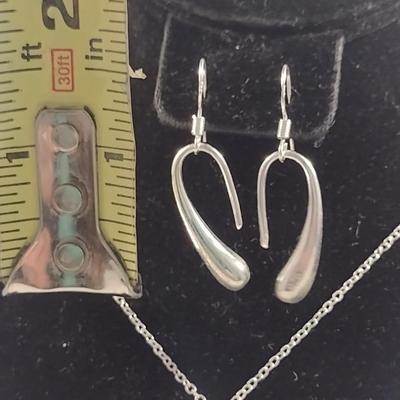 Sterling Silver Teardrop Design Jewelry Set- Necklace, Bangle, Ring, Earrings- (#38)