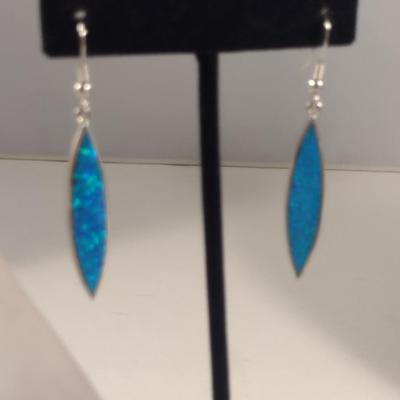 Sterling Silver and Blue Stone Ring and Earrings (#39)