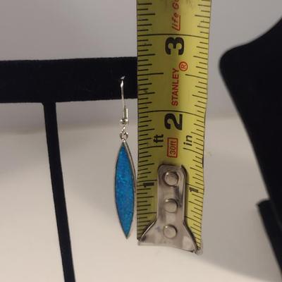 Sterling Silver and Blue Stone Ring and Earrings (#39)