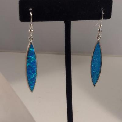 Sterling Silver and Blue Stone Ring and Earrings (#39)