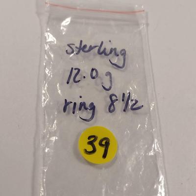 Sterling Silver and Blue Stone Ring and Earrings (#39)