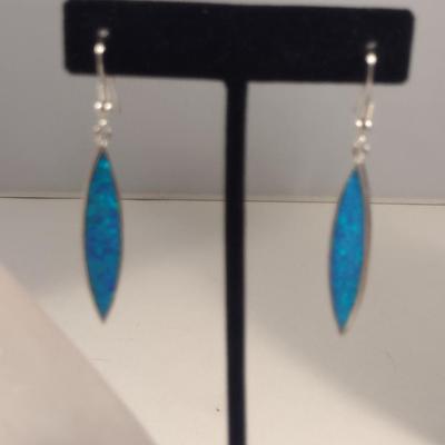 Sterling Silver and Blue Stone Ring and Earrings (#39)