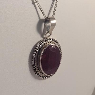 Sterling Silver and Red Stone Jewelry- Approx Weight 24.3 Grams (#40)