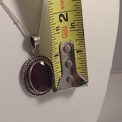 Sterling Silver and Red Stone Jewelry- Approx Weight 24.3 Grams (#40)